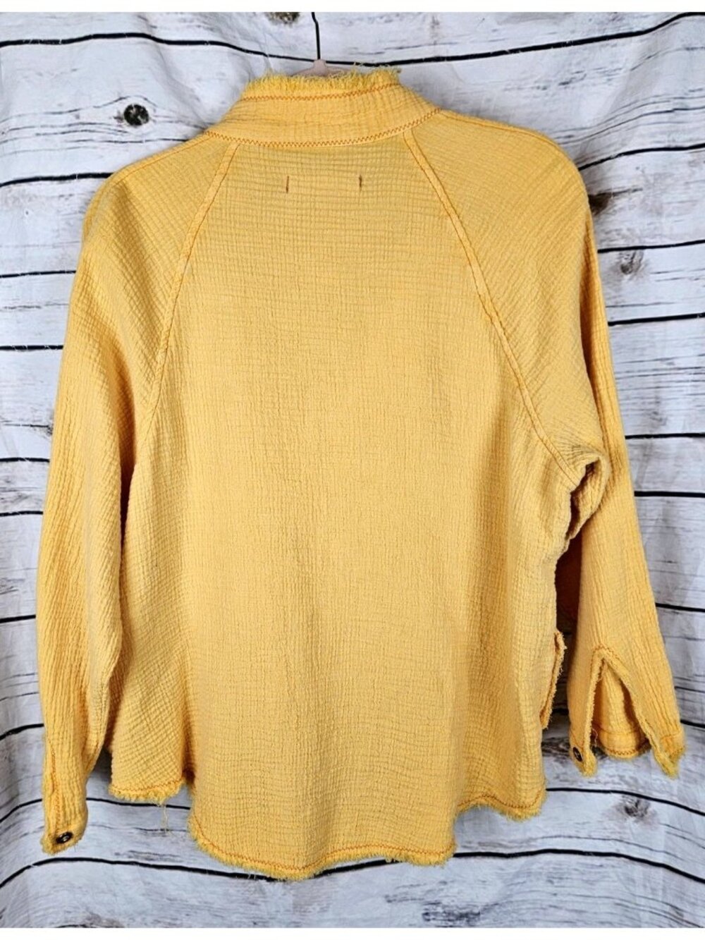 We the Free People Summer Daydream Gauze Top XS Marigold Button Long Sleeves - Picture 5 of 8
